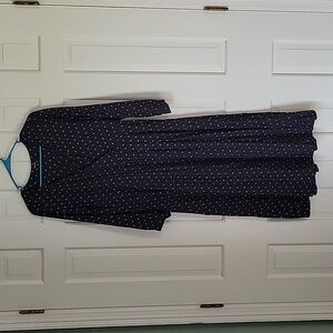 Madewell womens Black faux wrap midi dress With Purple polka dots sz S